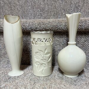 Lenox Elegant Cream Ceramic Vase Set